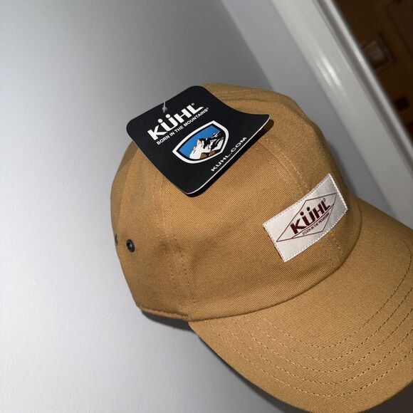 KUHL Throwback Unstructured Hat Leather Strap Patch Cotton Baseball Cap Teak - Picture 3 of 6